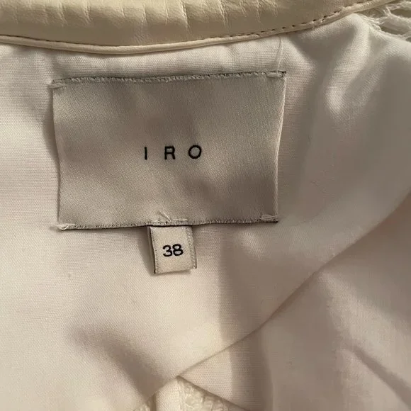 IRO Hurley White Leather Trim Textured Knit Zip Jacket FR38 Pockets Embroidered - Picture 11 of 12